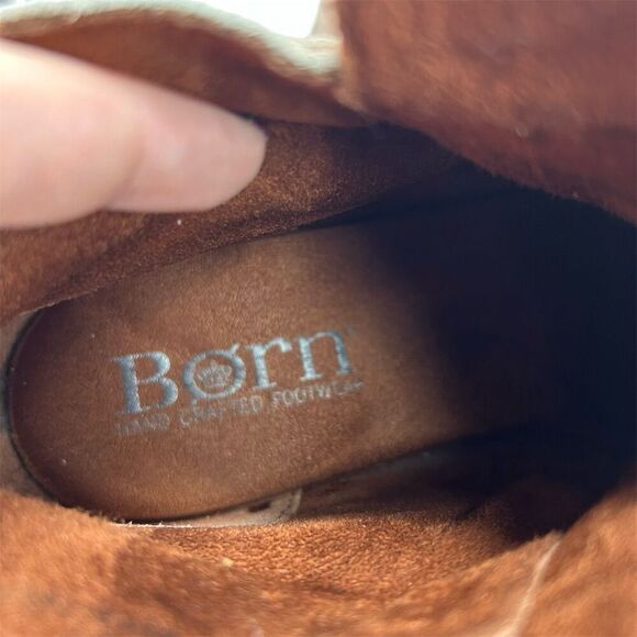 Born Jorgette Women's Heeled Ankle Booties Tan Taupe Brown Suede Size 8 Buckle - Picture 12 of 14